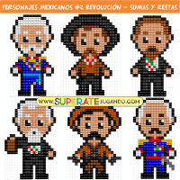 Pixel Personajes Mexicanos 2 - Revolución - Sumas y Restas